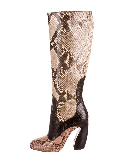 prada nude cowboy boots|prada snakeskin boots.